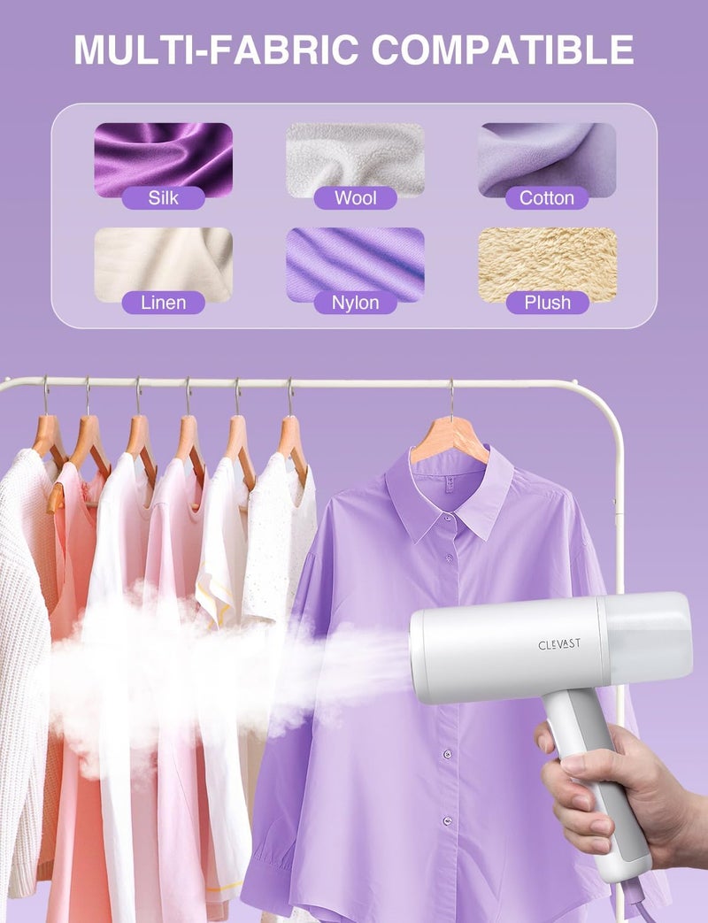 CLEVAST بخار للملابس - بخار محمول للملابس، بحجم سفر قابل للطي، مزيل تجاعيد، تسخين سريع خلال 30 ثانية، إخراج بخار قوي 1000 واط، 120 فولت فقط - Image 4